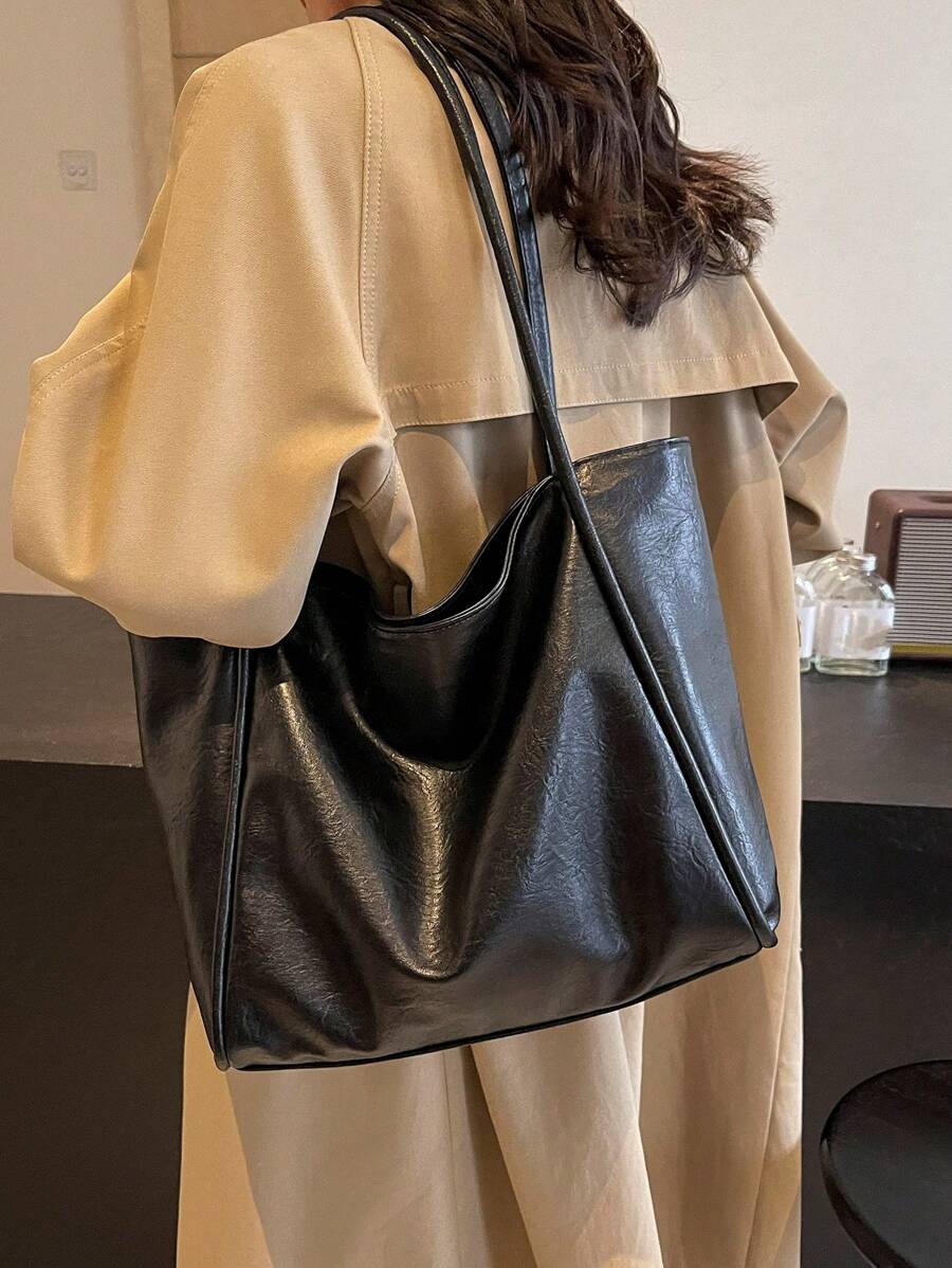 Large Capacity Women's Tote Bag, New Handbag, High-End Soft Large Capacity Bag, Niche Design Shoulder Bag, College Student Commuter Bag