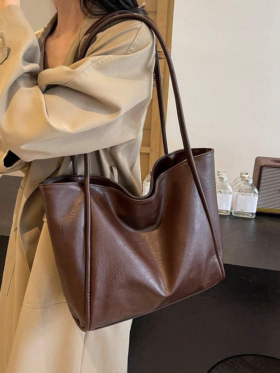 Large Capacity Women's Tote Bag, New Handbag, High-End Soft Large Capacity Bag, Niche Design Shoulder Bag, College Student Commuter Bag