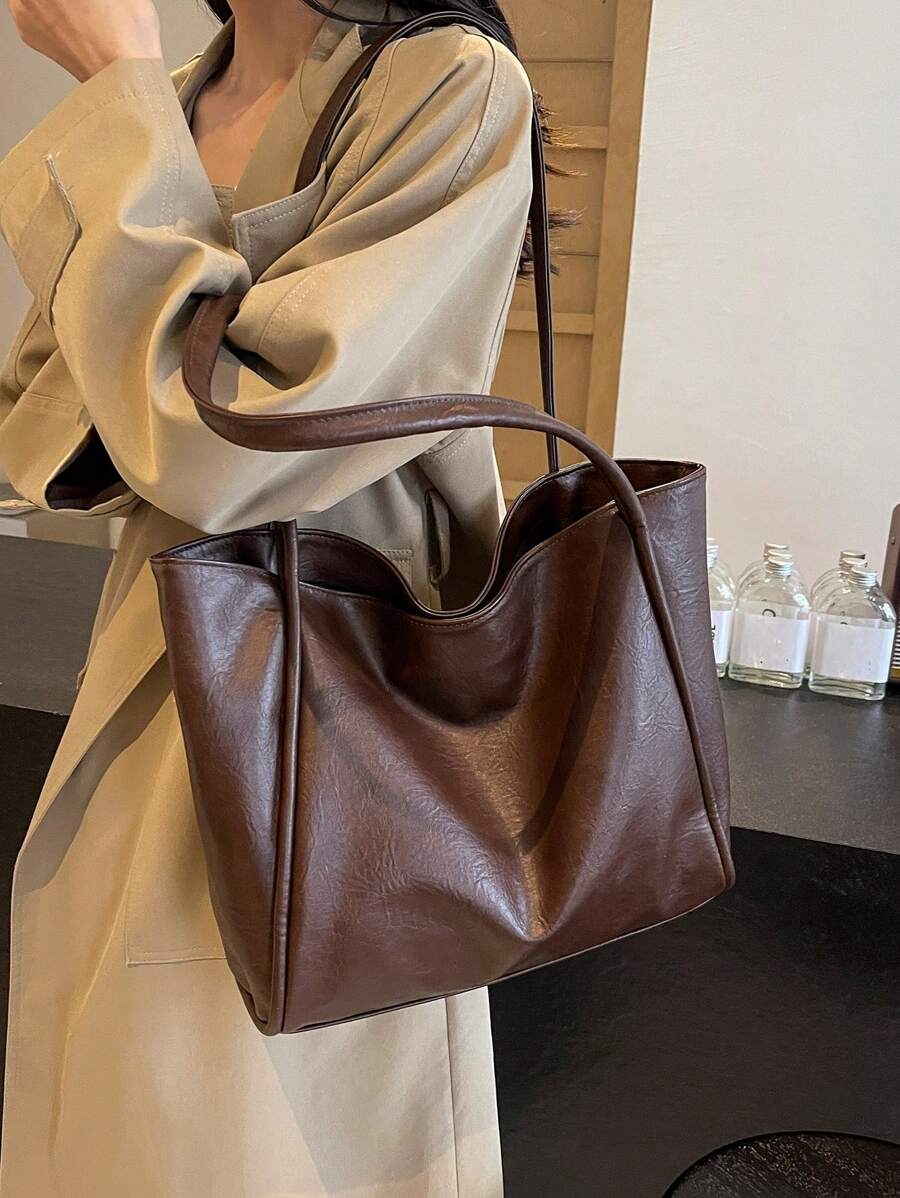 Large Capacity Women's Tote Bag, New Handbag, High-End Soft Large Capacity Bag, Niche Design Shoulder Bag, College Student Commuter Bag