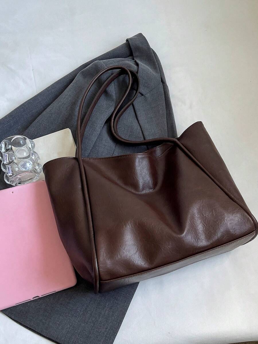Large Capacity Women's Tote Bag, New Handbag, High-End Soft Large Capacity Bag, Niche Design Shoulder Bag, College Student Commuter Bag
