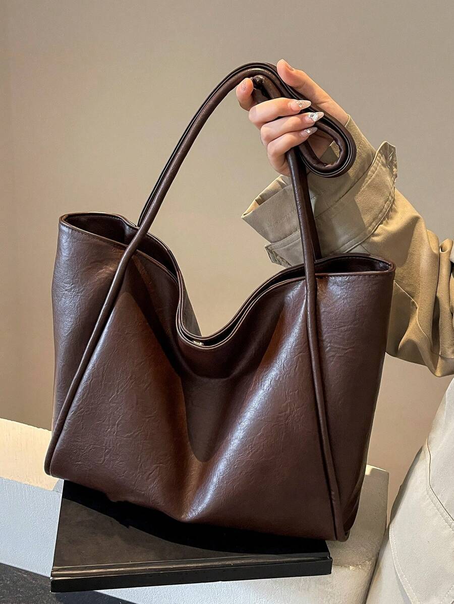 Large Capacity Women's Tote Bag, New Handbag, High-End Soft Large Capacity Bag, Niche Design Shoulder Bag, College Student Commuter Bag