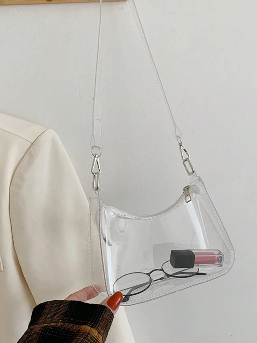 Stadium Approved Small Clear Crossbody Bag PVC Candy Color Clear Bag Purse Handbag Retro Classic Tote Bag