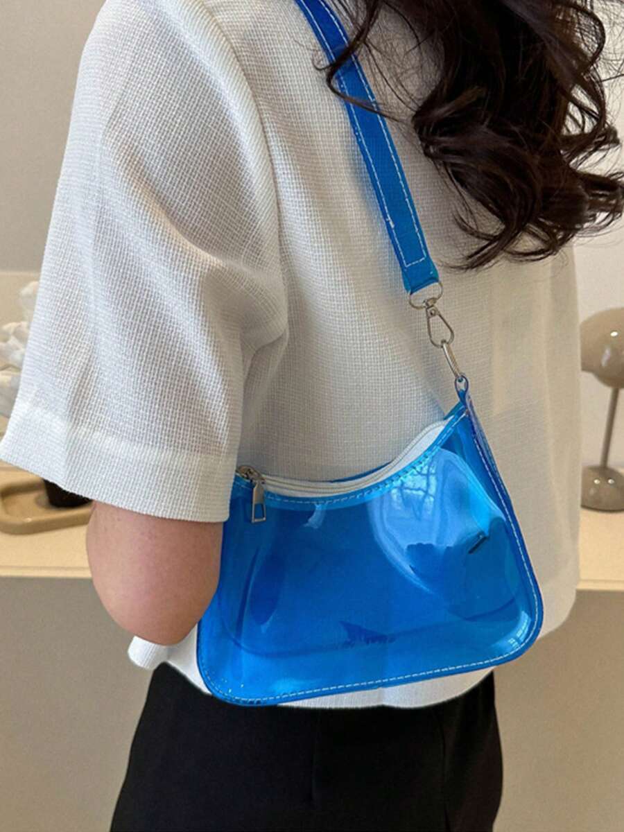Stadium Approved Small Clear Crossbody Bag PVC Candy Color Clear Bag Purse Handbag Retro Classic Tote Bag