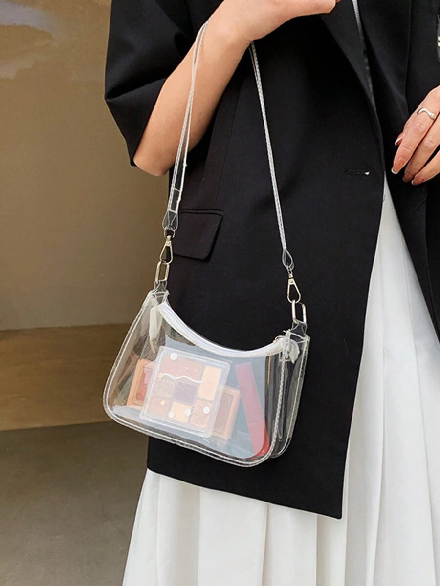 Stadium Approved Small Clear Crossbody Bag PVC Candy Color Clear Bag Purse Handbag Retro Classic Tote Bag