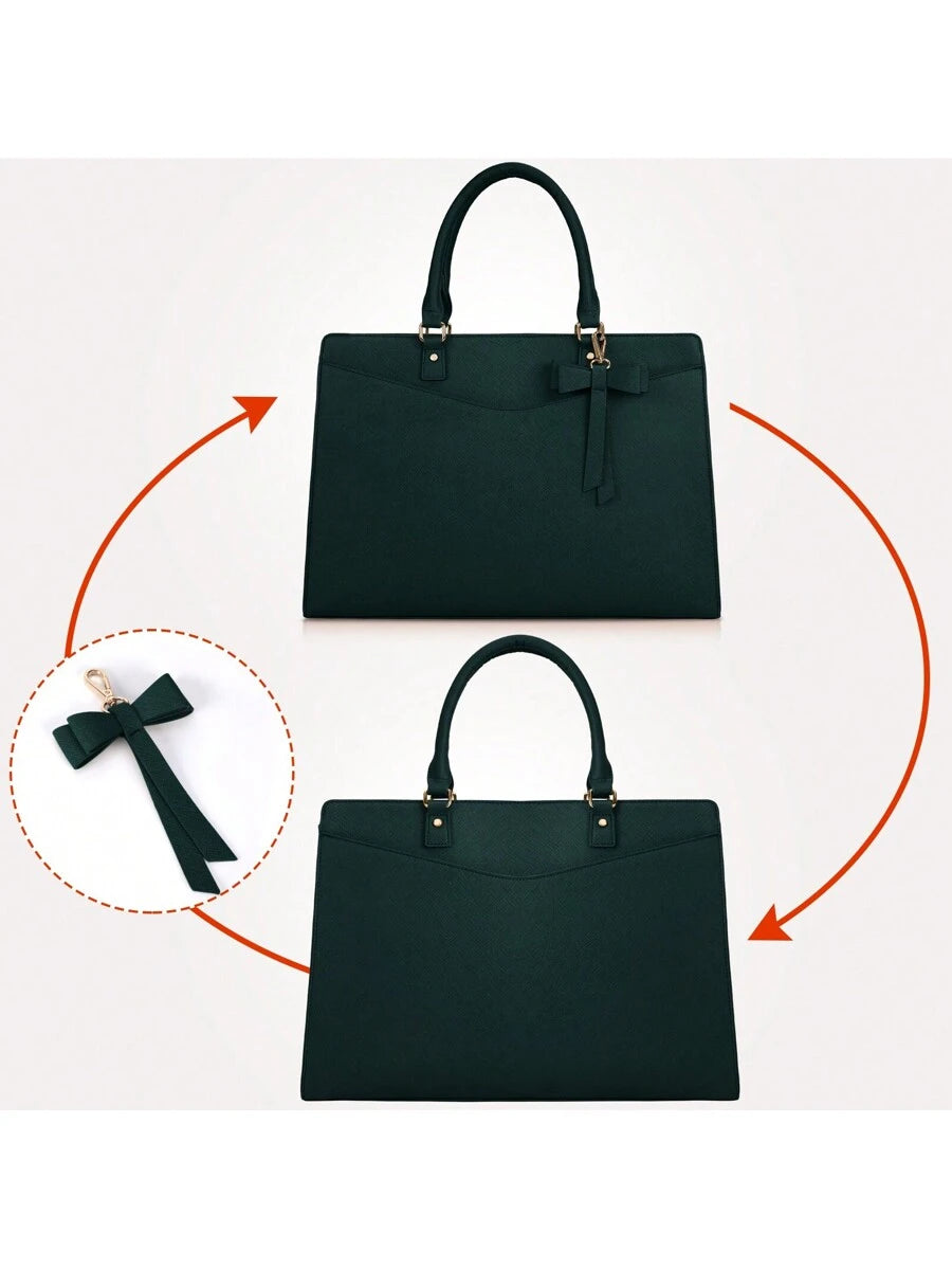Laptop Bag For Women 15.6 Inch Leather Tote Bag Professional Business Office Work Bag Waterproof Briefcase Computer Tote Bag Large Capacity Lightweight Handbag Shoulder Bag