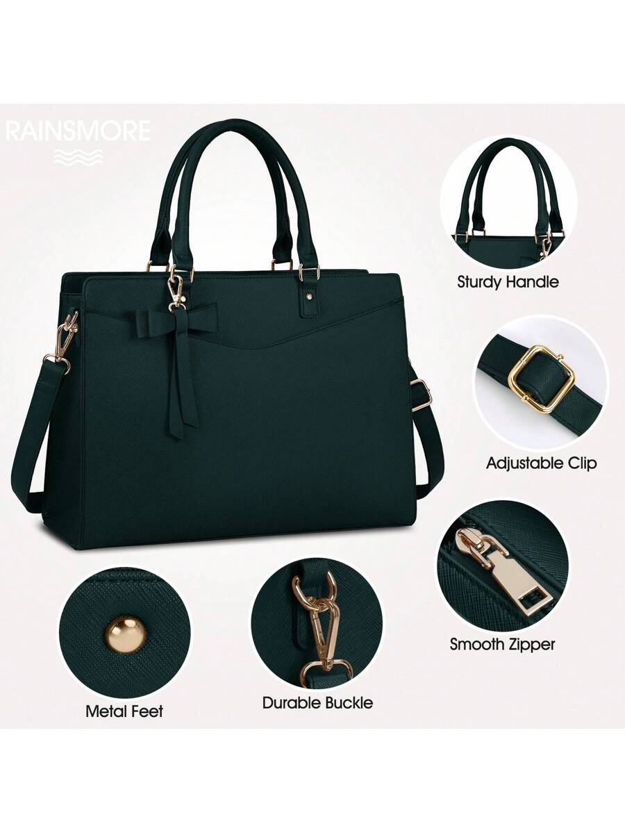 Laptop Bag For Women 15.6 Inch Leather Tote Bag Professional Business Office Work Bag Waterproof Briefcase Computer Tote Bag Large Capacity Lightweight Handbag Shoulder Bag