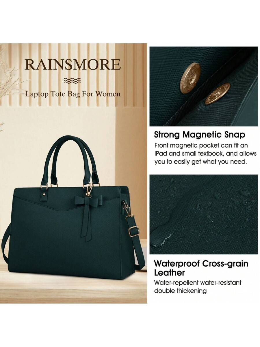 Laptop Bag For Women 15.6 Inch Leather Tote Bag Professional Business Office Work Bag Waterproof Briefcase Computer Tote Bag Large Capacity Lightweight Handbag Shoulder Bag