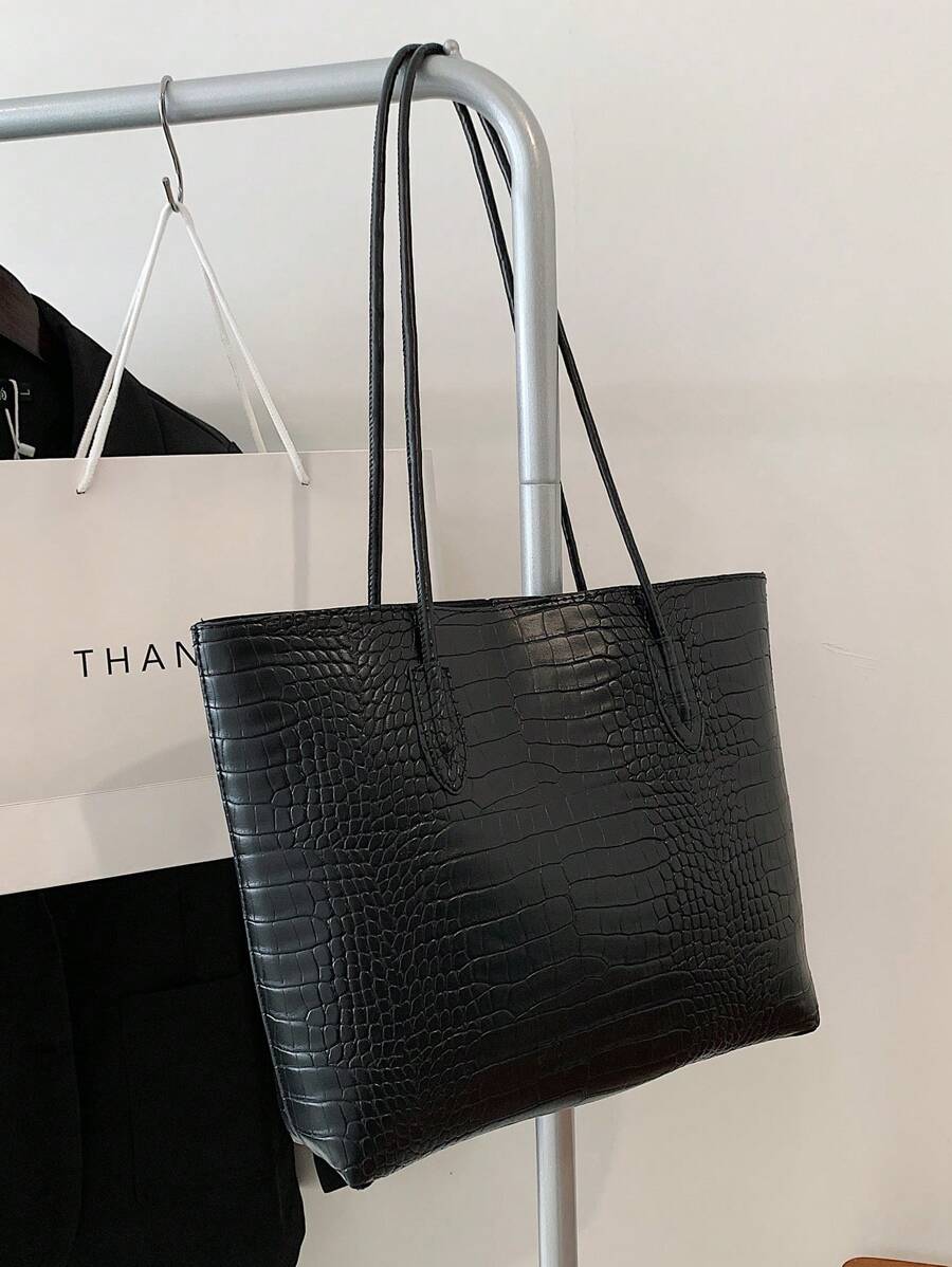 Lightweight Business Casual Crocodile Embossed Shoulder Handbag With Coin Purse, Suitable For Women, College Students, Office Newcomers, White-Collar Workers, Ideal For Office, Commuting, Travel, Outd