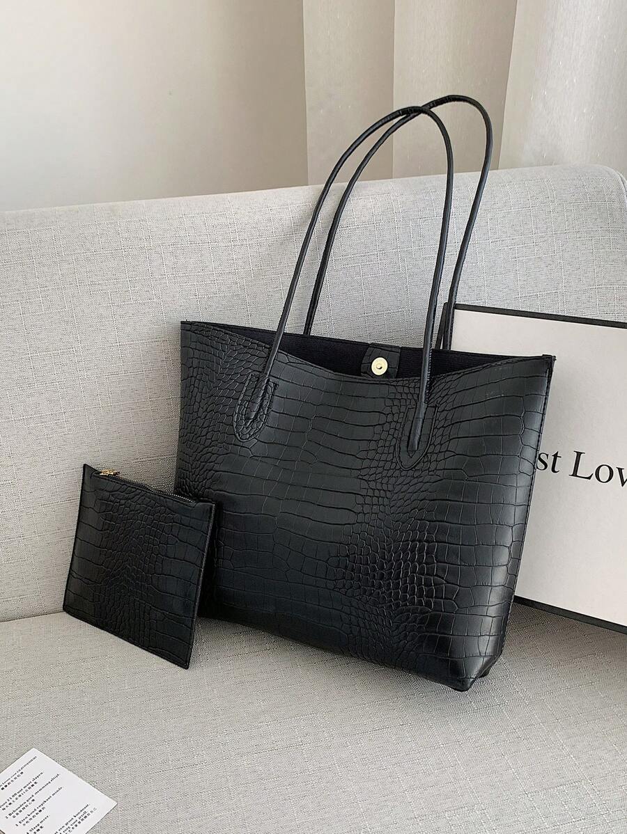 Lightweight Business Casual Crocodile Embossed Shoulder Handbag With Coin Purse, Suitable For Women, College Students, Office Newcomers, White-Collar Workers, Ideal For Office, Commuting, Travel, Outd