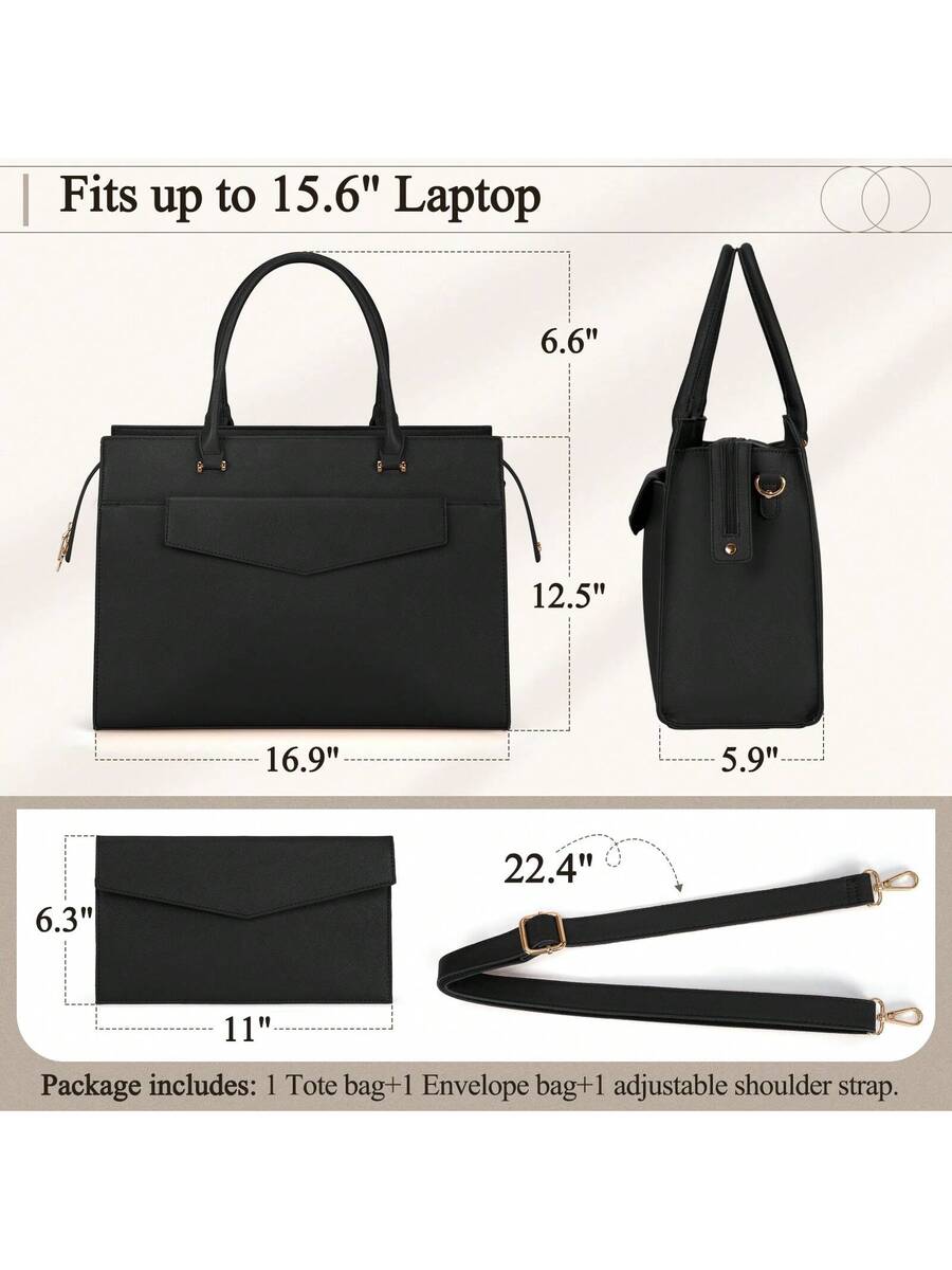 Laptop Bag For Women 15.6 Inch Leather Tote Bag 2pcs Set Professional Work Bag With Clutch Purse Large Office Computer Bag Teacher Bag Shoulder Bag