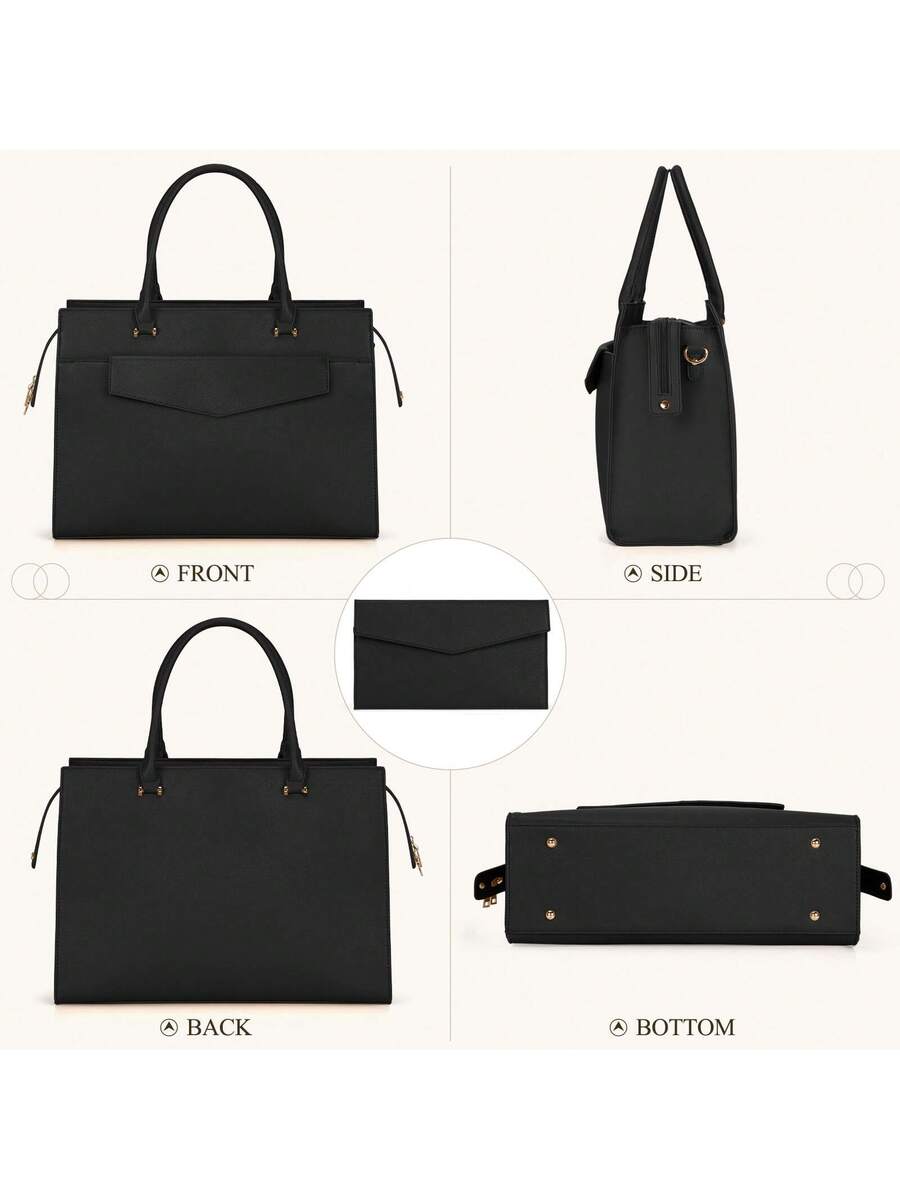 Laptop Bag For Women 15.6 Inch Leather Tote Bag 2pcs Set Professional Work Bag With Clutch Purse Large Office Computer Bag Teacher Bag Shoulder Bag