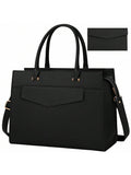 Laptop Bag For Women 15.6 Inch Leather Tote Bag 2pcs Set Professional Work Bag With Clutch Purse Large Office Computer Bag Teacher Bag Shoulder Bag