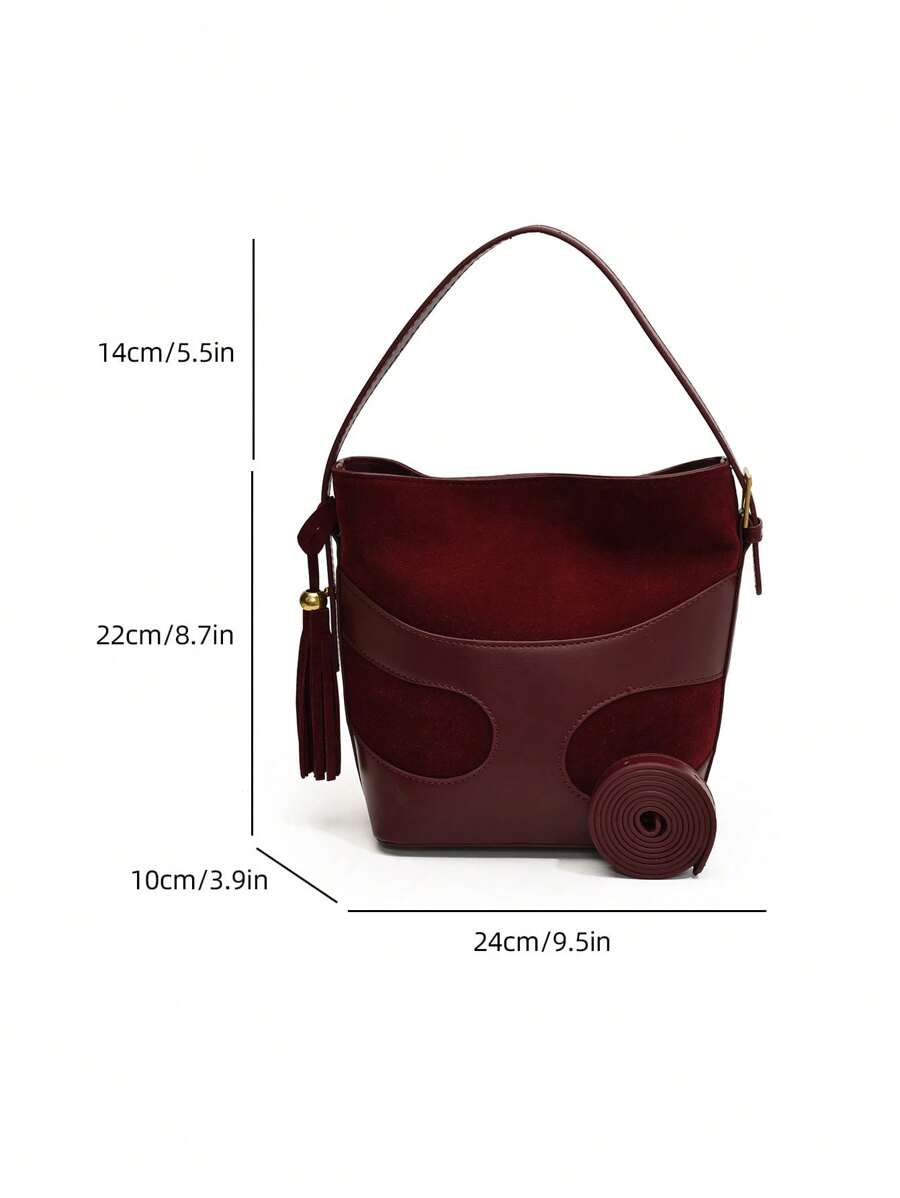 1 Piece Small Tote Handbag, Shoulder Bag, Crossbody Bag, Bucket Bag, Work Bag, Commuter Bag, Faux Leather, (9.5*8.7*3.9) Inches