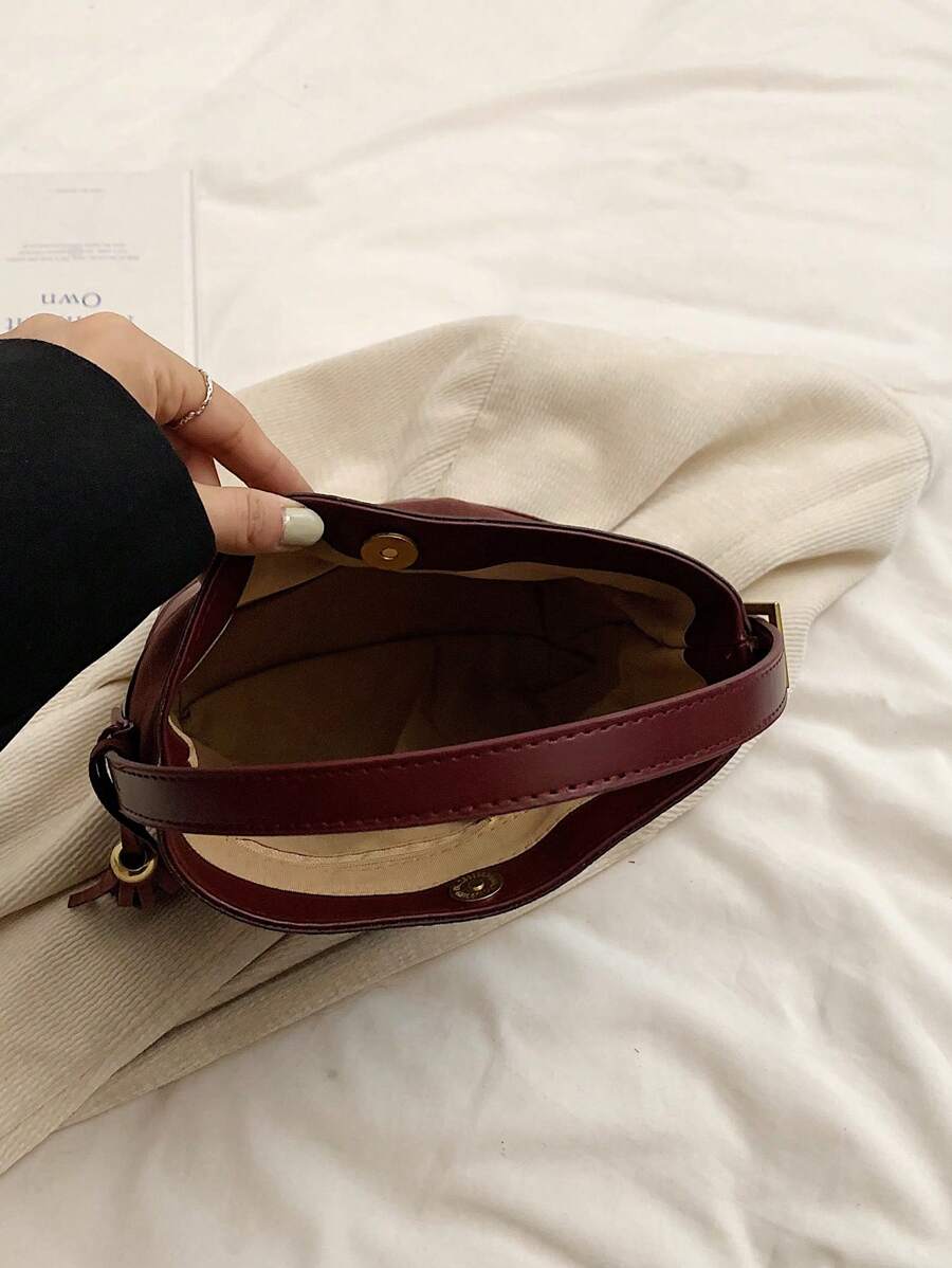 1 Piece Small Tote Handbag, Shoulder Bag, Crossbody Bag, Bucket Bag, Work Bag, Commuter Bag, Faux Leather, (9.5*8.7*3.9) Inches