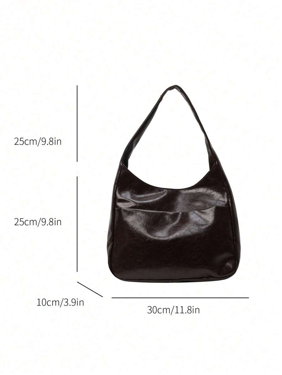 Large Capacity Women's Shoulder Bag, New Fashion Underarm Bag, Soft Glossy Tote Bag, Niche Design Tote Bag, Suitable For Students, Friends, Shopping, Dating, Business Travel, Commuting And Other Occas