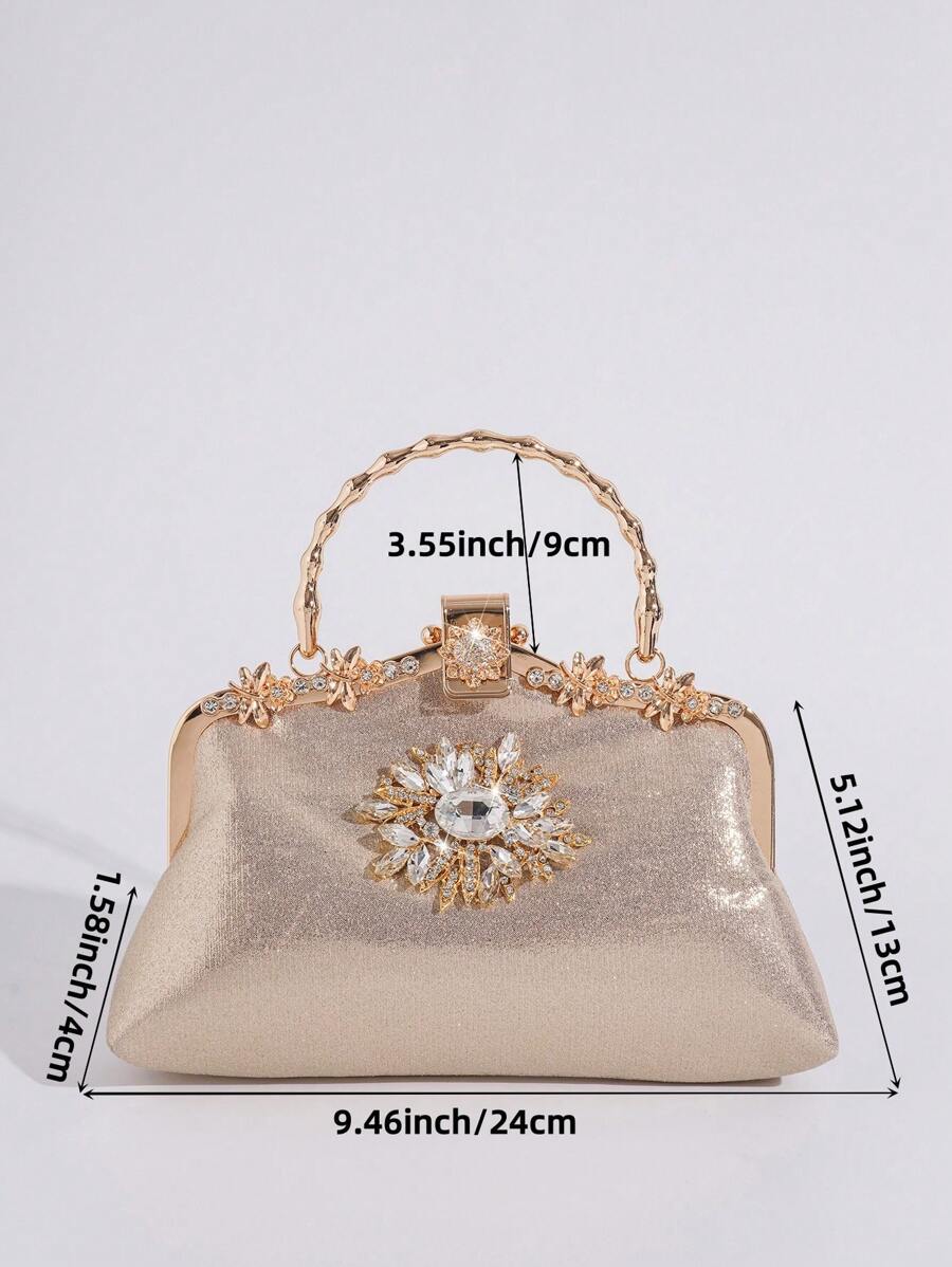 Luxury Rhinestone Wristlet Bag, European & American Style Oversized Tote Bag, High Capacity Women's Party Clutch, Designer Lady Handbag, Fashion Evening Bag