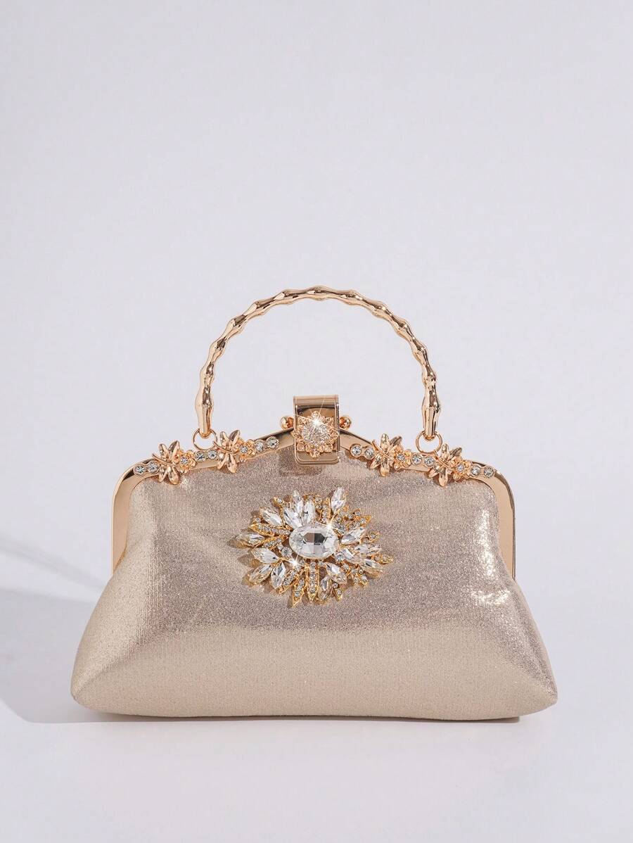Luxury Rhinestone Wristlet Bag, European & American Style Oversized Tote Bag, High Capacity Women's Party Clutch, Designer Lady Handbag, Fashion Evening Bag