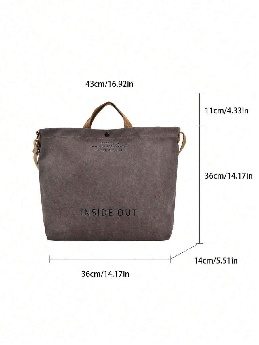 Vintage Canvas Tote Bag With Letter Print, Handbag, Shoulder Bag, Crossbody Bag, Casual Versatile Tote Bag For Men And Women, Commuting, Work, School, Travel