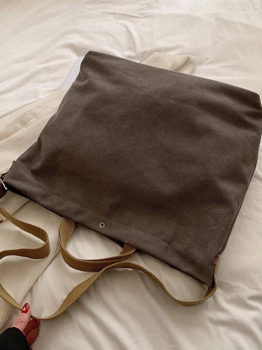 Vintage Canvas Tote Bag With Letter Print, Handbag, Shoulder Bag, Crossbody Bag, Casual Versatile Tote Bag For Men And Women, Commuting, Work, School, Travel