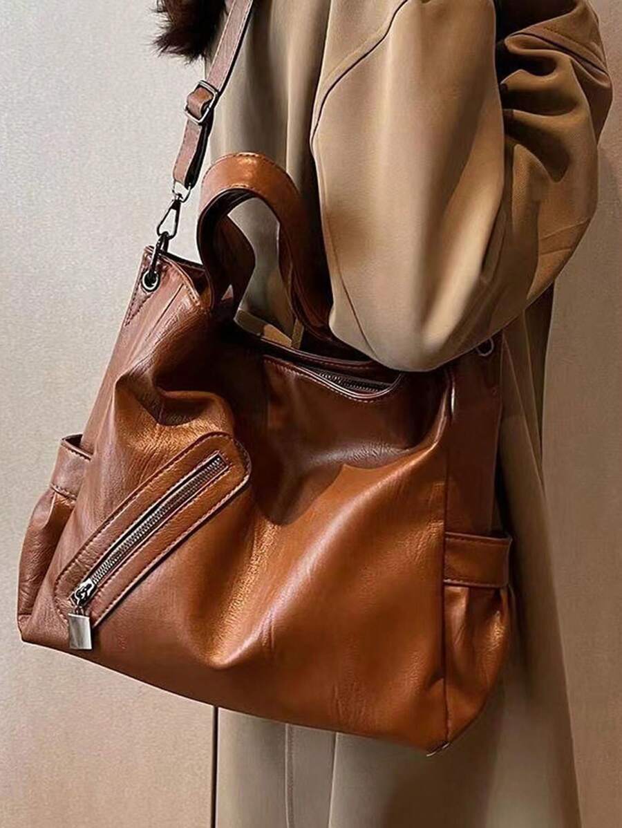 2026 New Women's Large Capacity Tote Bag, Shoulder Bag, Crossbody Bag, PU Leather Bag, Soft Texture Bag, Commuting Bag, College Student Bag