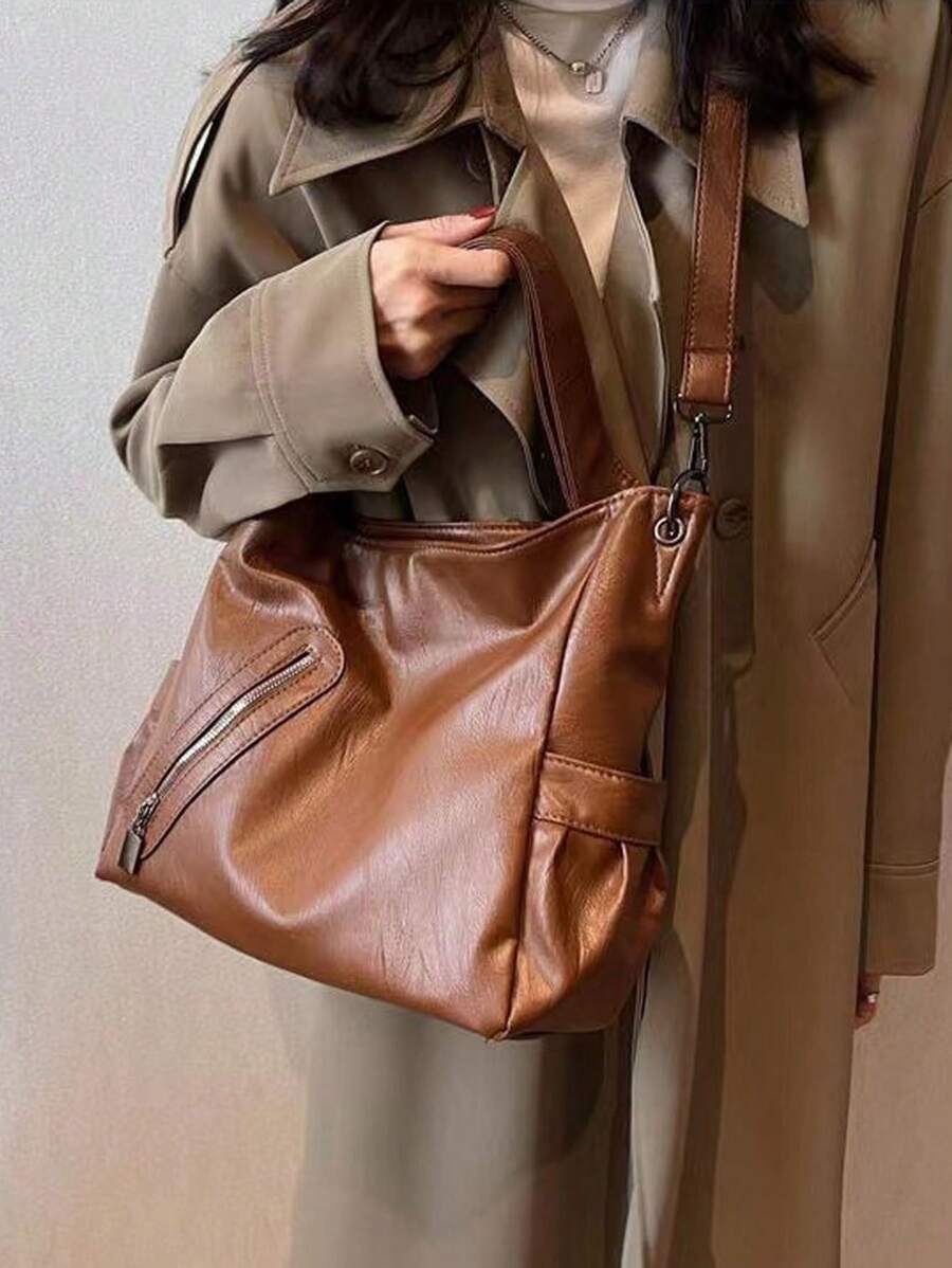 2026 New Women's Large Capacity Tote Bag, Shoulder Bag, Crossbody Bag, PU Leather Bag, Soft Texture Bag, Commuting Bag, College Student Bag