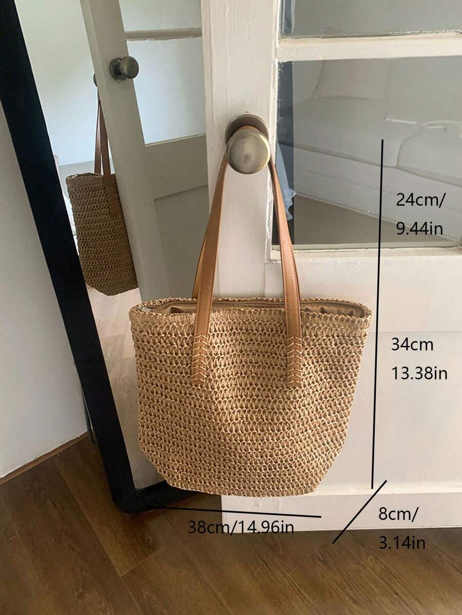 Korean Style Minimalist Lace Flower Canvas Tote Bag, Large Capacity Gentle Ladylike Shoulder Crossbody Bag For Commuting, Cream Bag, Beach