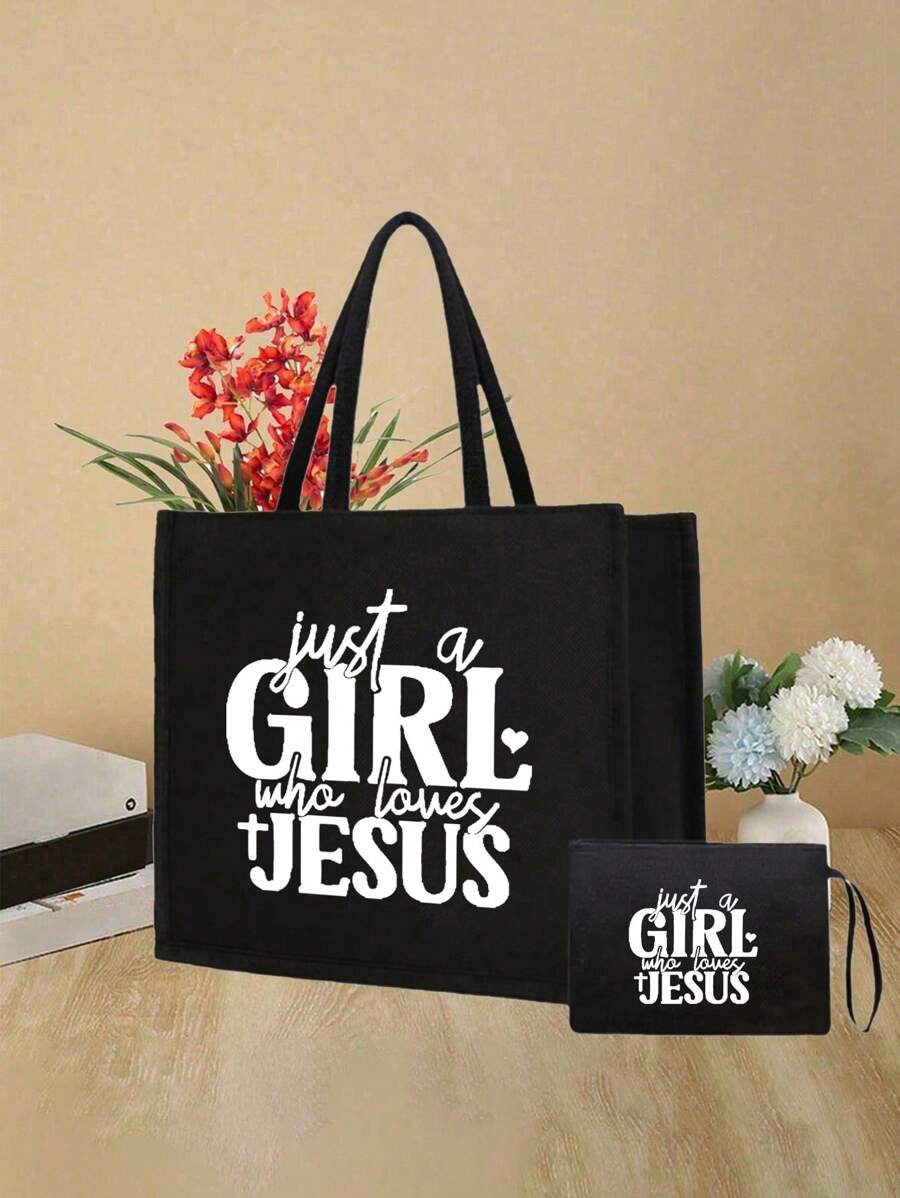 Lightweight Tote Bag & Matching Cosmetic Bag- Waterproof And Easy-To-Clean Material, Multi-Pocket Design, Suitable For Shopping, Travel, Beach And An Ideal Teacher's Day Gift. Large Capacity Linen To