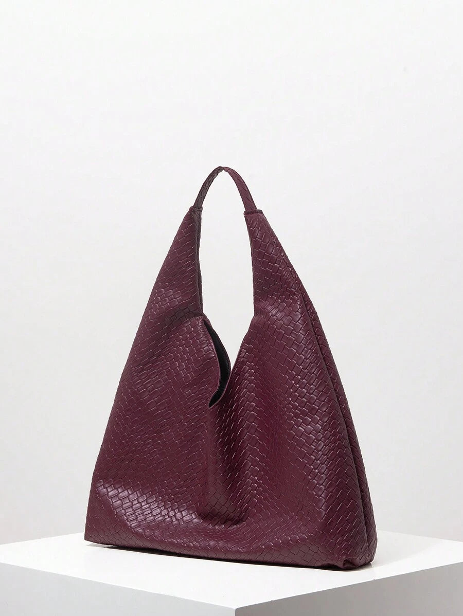 Women Retro Faux Leather Woven Pattern Shoulder Bag, Large Capacity Tote Bag, Minimalist Casual Underarm Bag, Big Handbag With Wallet, Set Bag, Commuter Bag And Shopping Bag (Pattern Random), New Arri