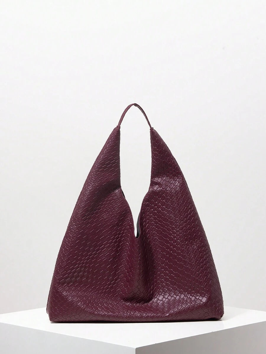 Women Retro Faux Leather Woven Pattern Shoulder Bag, Large Capacity Tote Bag, Minimalist Casual Underarm Bag, Big Handbag With Wallet, Set Bag, Commuter Bag And Shopping Bag (Pattern Random), New Arri