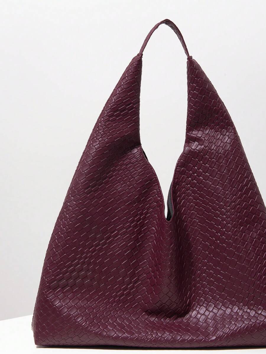 Women Retro Faux Leather Woven Pattern Shoulder Bag, Large Capacity Tote Bag, Minimalist Casual Underarm Bag, Big Handbag With Wallet, Set Bag, Commuter Bag And Shopping Bag (Pattern Random), New Arri