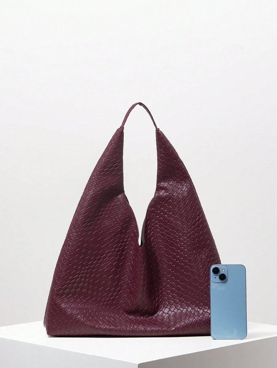 Women Retro Faux Leather Woven Pattern Shoulder Bag, Large Capacity Tote Bag, Minimalist Casual Underarm Bag, Big Handbag With Wallet, Set Bag, Commuter Bag And Shopping Bag (Pattern Random), New Arri