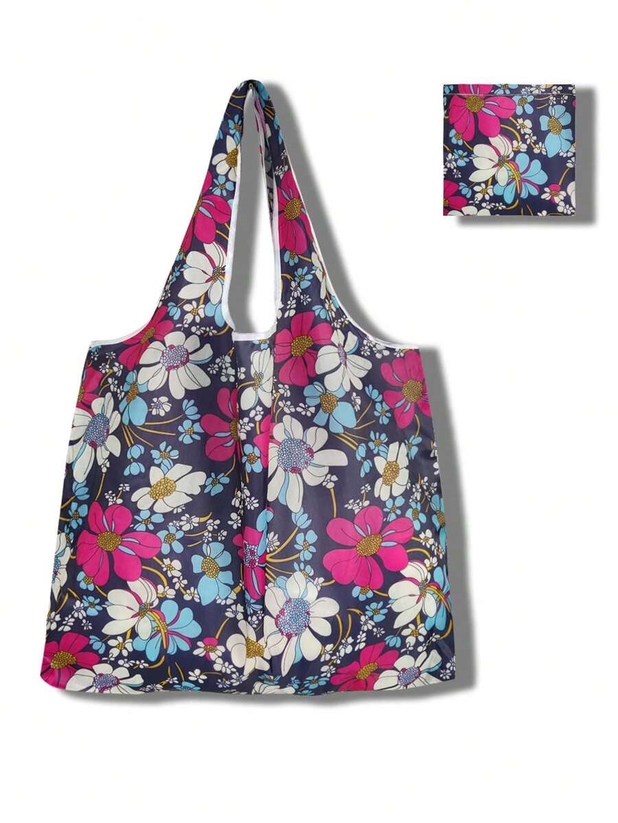 Fashionable Foldable Shopping Bag With Floral Print Tote Bag,Shoulder Bag,Handbag Funny,Cute,Preppy,Funky Big Bag,Bucket Bag Women,Ladies,Lover-Travel,Prom,Travel Holiday Essentials,Large Beach,Summer