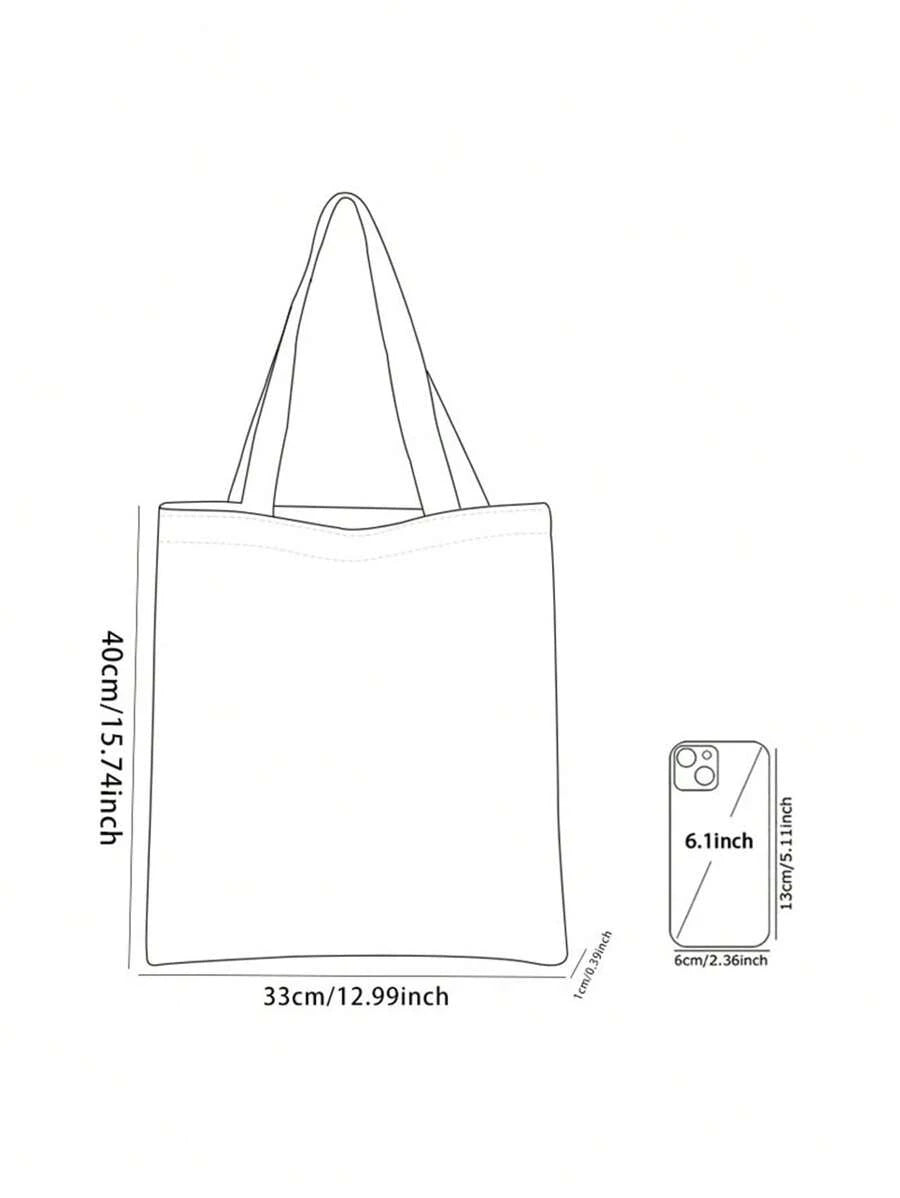 Cat & Dog Print Reversible Shoulder Tote Bag, Casual Travel Beach Bag, Large Capacity Reusable Shoulder Shopping Bag, Women Casual Shoulder Handbag, Large Capacity Canvas Beach Bag Tote, Printed Women