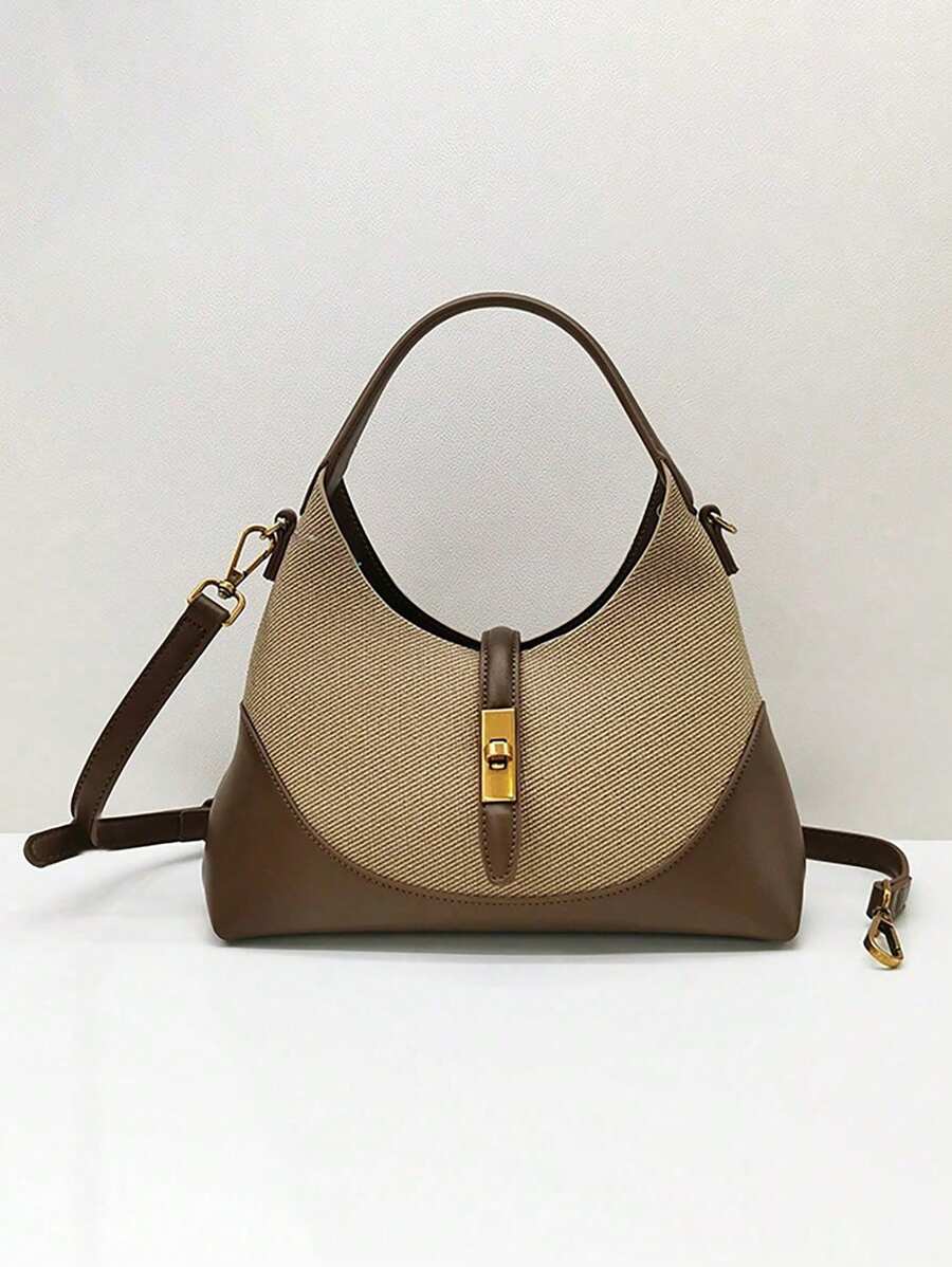 1pc Colorblock Dumpling Bag, Women's Handle Shoulder Crossbody Tote Bag, Fashion Commuter Bag, Suitable For Daily, Dating And Shopping