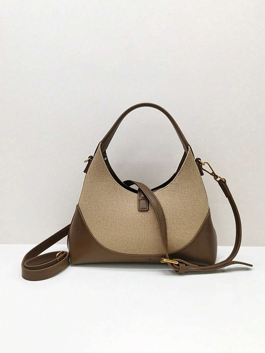 1pc Colorblock Dumpling Bag, Women's Handle Shoulder Crossbody Tote Bag, Fashion Commuter Bag, Suitable For Daily, Dating And Shopping