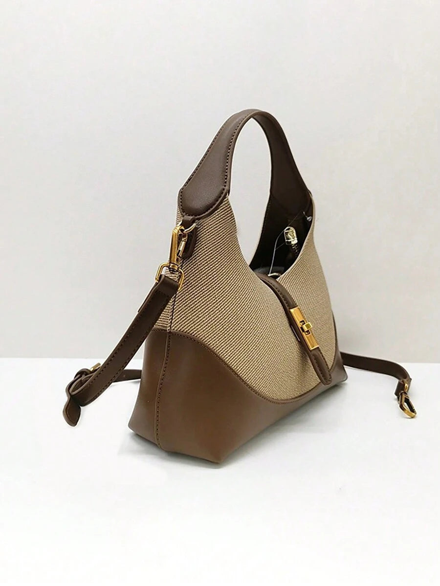 1pc Colorblock Dumpling Bag, Women's Handle Shoulder Crossbody Tote Bag, Fashion Commuter Bag, Suitable For Daily, Dating And Shopping