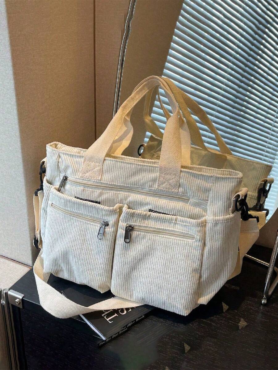 Fashionable Minimalist Large Capacity Multi-Pocket Shoulder Tote Crossbody Bag, Suitable For Business, School, Work And Travel