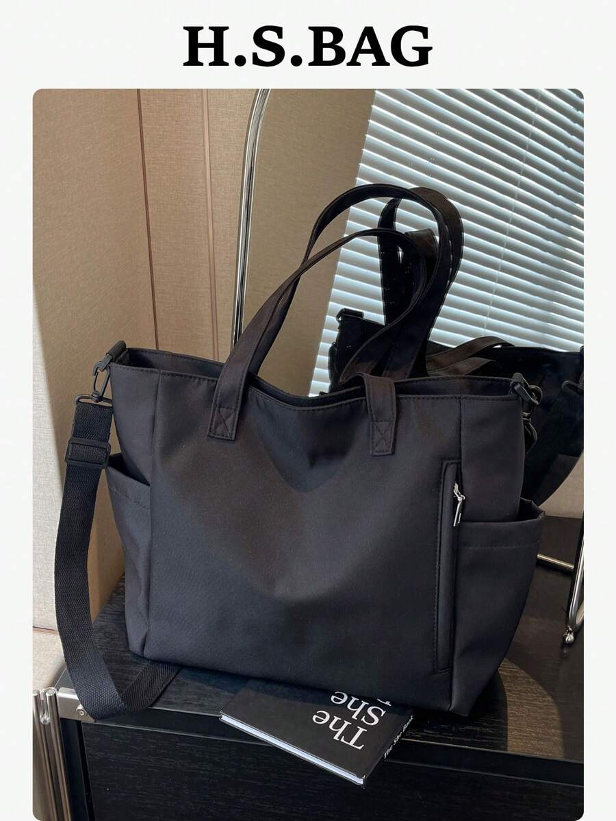 Minimalist Multi-Pocket Large Capacity Women's Shoulder Bag, Casual Versatile Detachable Strap Crossbody Tote Bag
