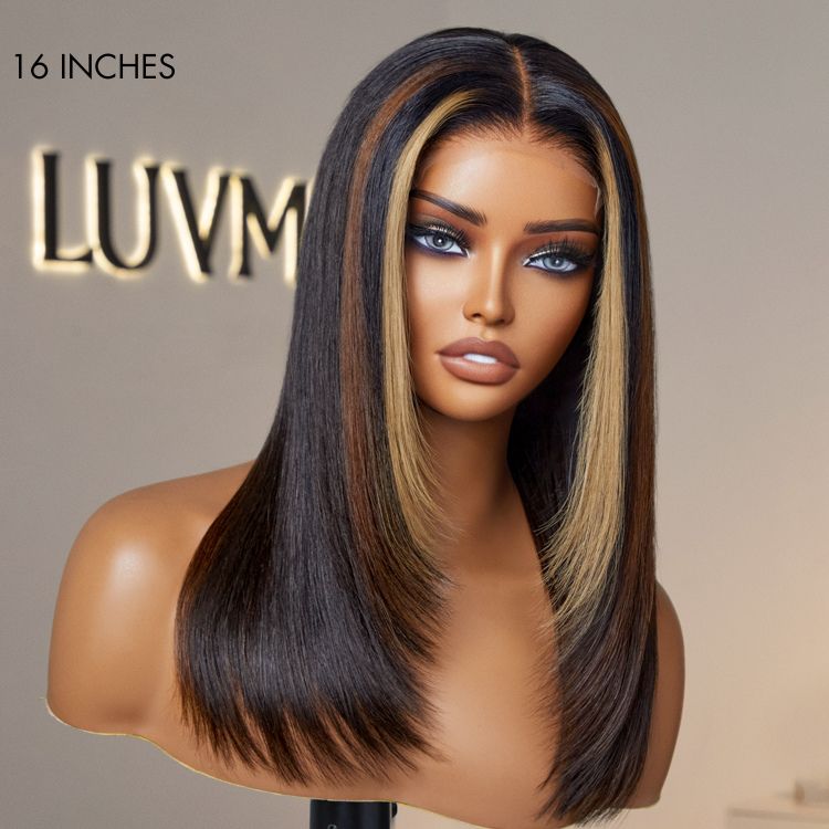 20''+$10=22''|Luxurious Combo Color Highlights Silky Layered Cut Glueless 5x5 Closure HD Lace Wig