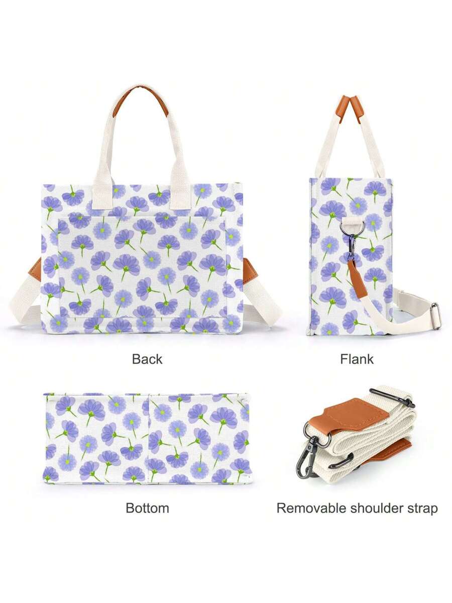 Hatisan Canvas Tote Bag For Women With Pockets Crossbody Bag Tote Shoulder Handbags Casual Work Bags Everything Tote Bag