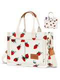 Hatisan Canvas Tote Bag For Women With Pockets Crossbody Bag Tote Shoulder Handbags Casual Work Bags Everything Tote Bag