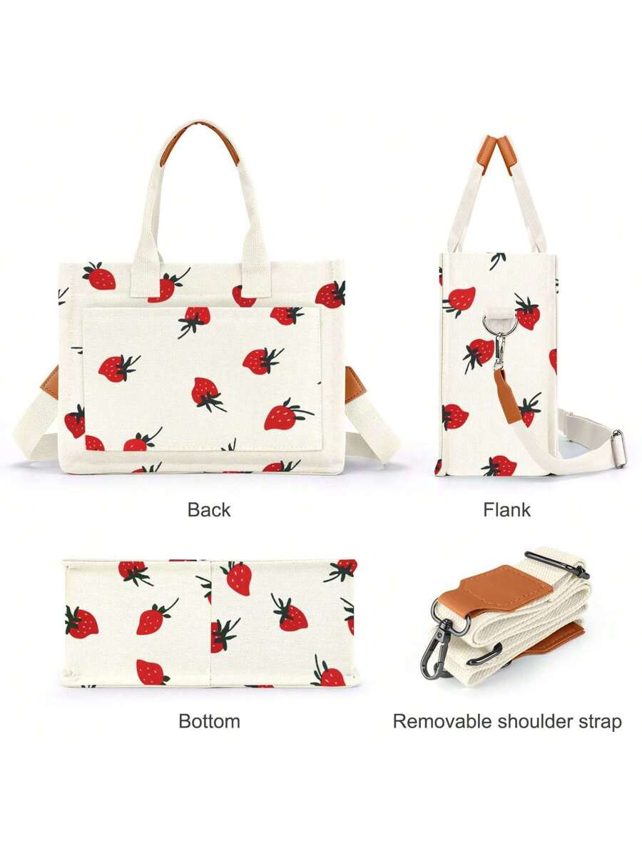 Hatisan Canvas Tote Bag For Women With Pockets Crossbody Bag Tote Shoulder Handbags Casual Work Bags Everything Tote Bag