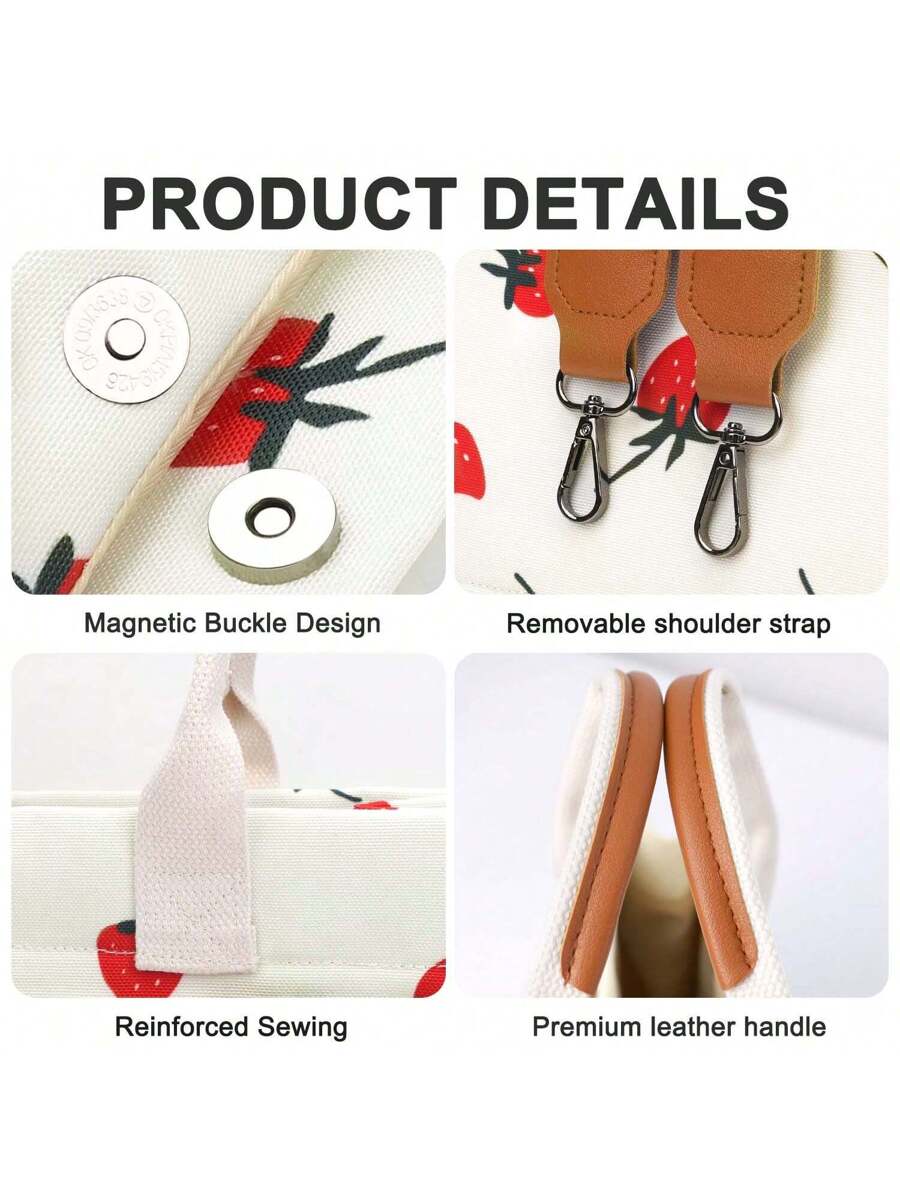 Hatisan Canvas Tote Bag For Women With Pockets Crossbody Bag Tote Shoulder Handbags Casual Work Bags Everything Tote Bag