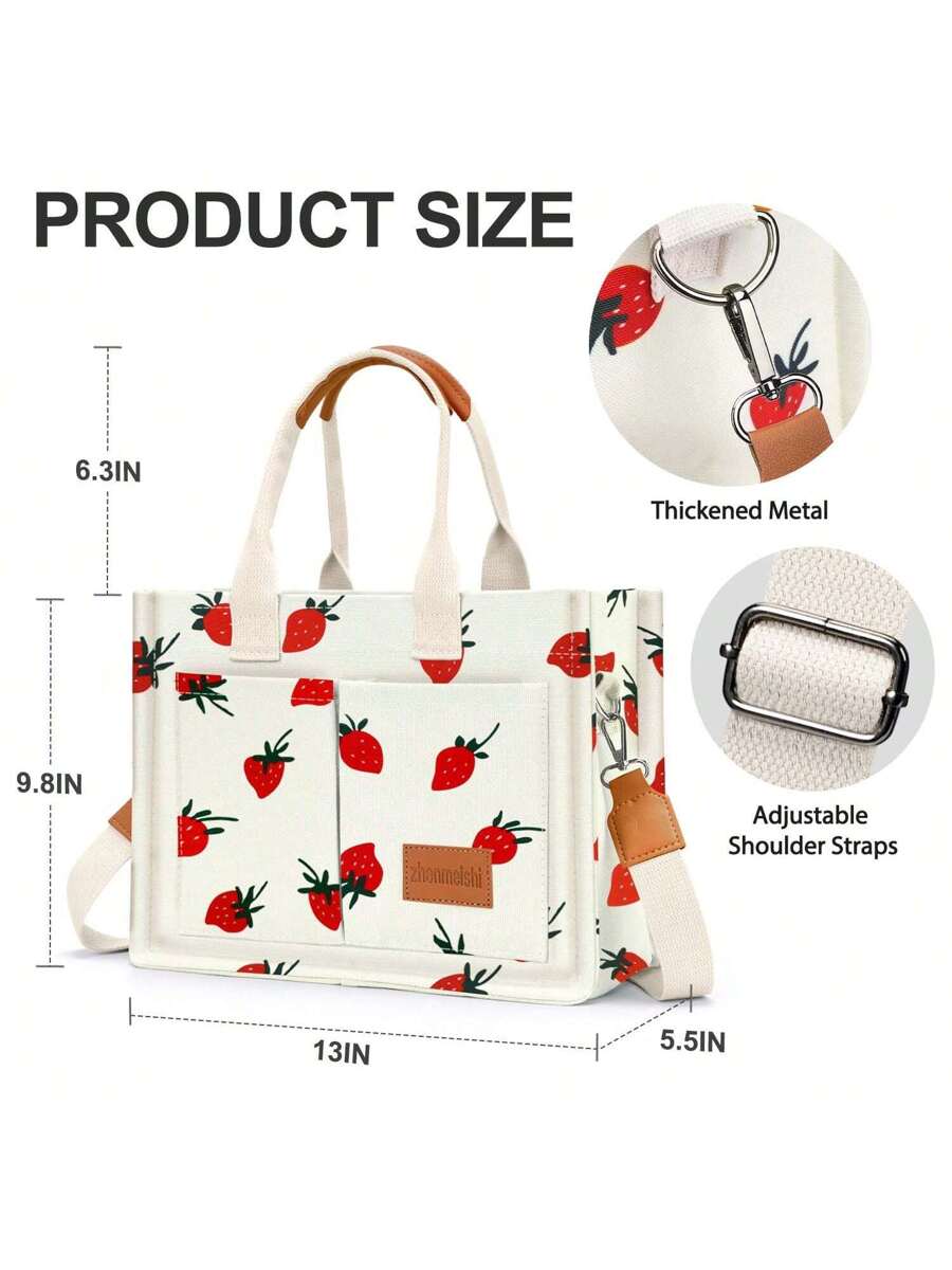 Hatisan Canvas Tote Bag For Women With Pockets Crossbody Bag Tote Shoulder Handbags Casual Work Bags Everything Tote Bag