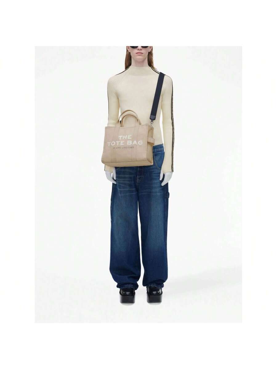 Marc Jacobs- Women The Medium Tote Bag Handbag Shoulder Bag Crossbody Tote Bag Square Bag Shopping Bag Embroidered Canvas Bag Mini Cute Adjustable Shoulder Strap Cotton Jacquard Fabric Bag Gift For W