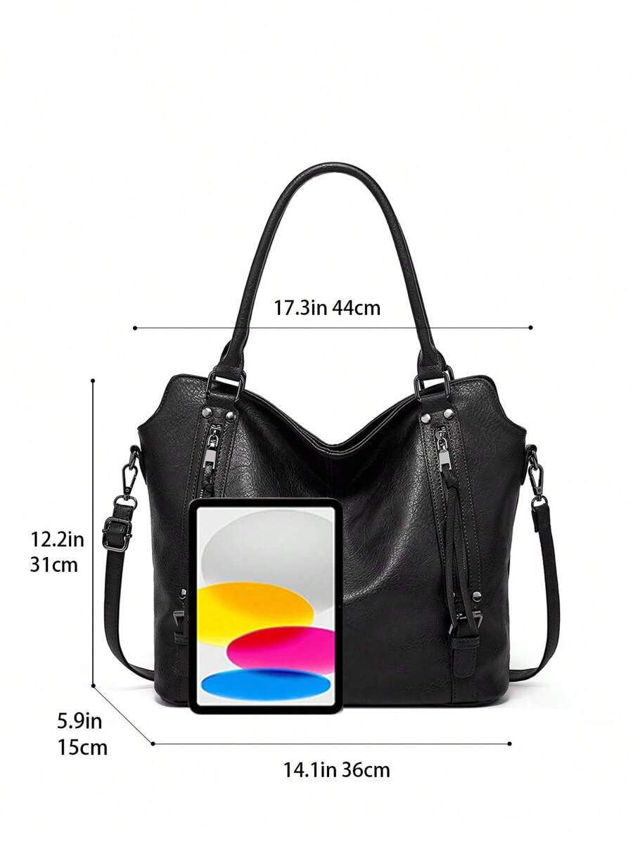 Women's Elegant Tote Bag Pu Leather Shoulder Bag Messenger Bag Office Commuter Bag Suitable For Shopping