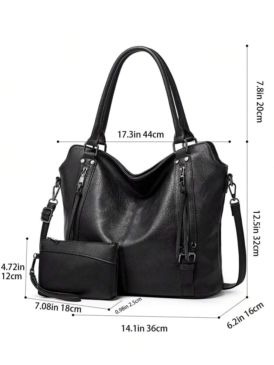 Women's Elegant Tote Bag Pu Leather Shoulder Bag Messenger Bag Office Commuter Bag Suitable For Shopping
