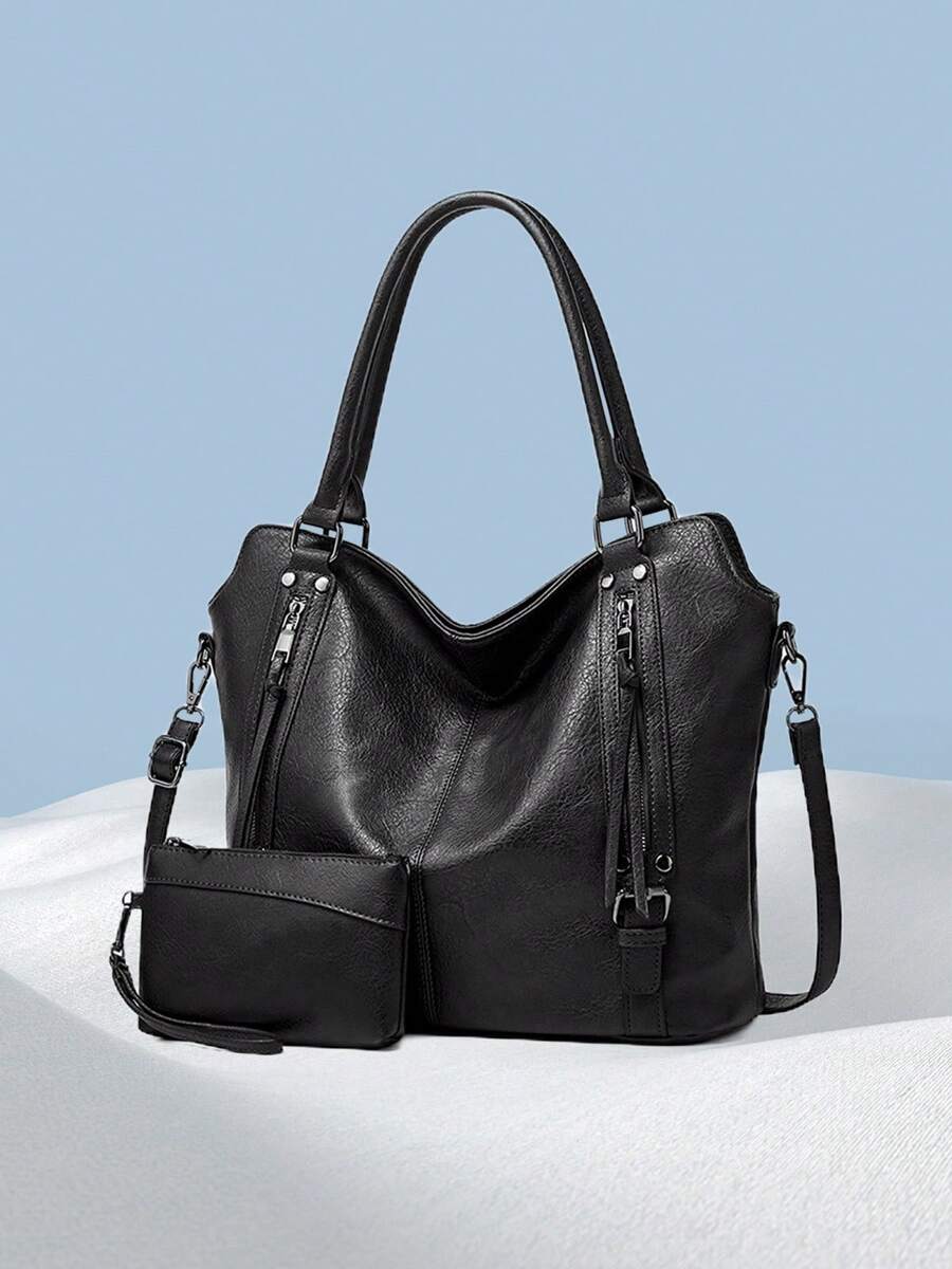 Women's Elegant Tote Bag Pu Leather Shoulder Bag Messenger Bag Office Commuter Bag Suitable For Shopping