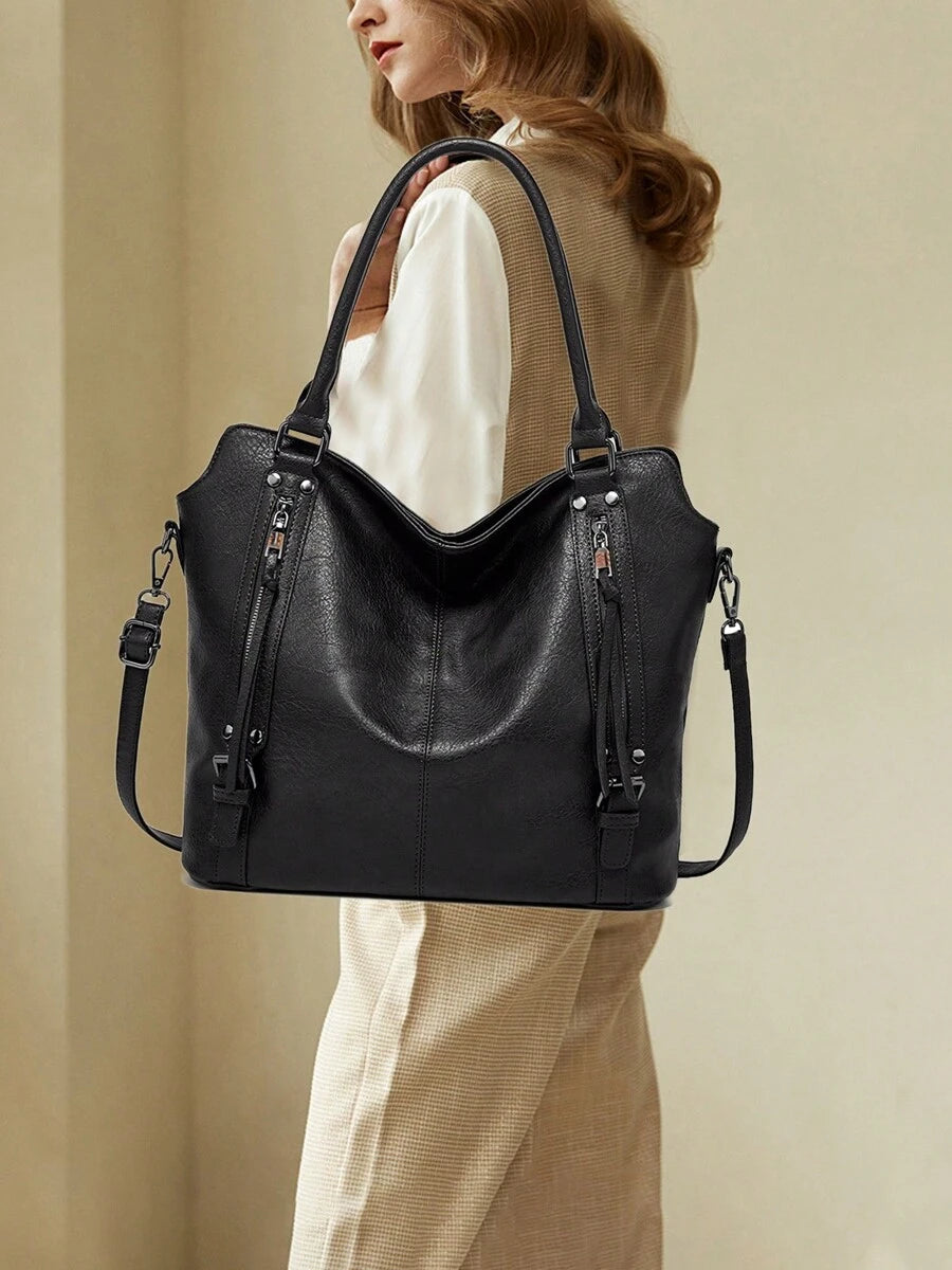 Women's Elegant Tote Bag Pu Leather Shoulder Bag Messenger Bag Office Commuter Bag Suitable For Shopping