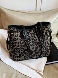 Fashionable And Casual Retro Leopard Print Pattern Women's Shoulder Tote Bag Suitable For Daily Commuting Women's Leopard Print Shoulder Bag As Gifts, Fall 2024 New Style Large Capacity Designer Tote